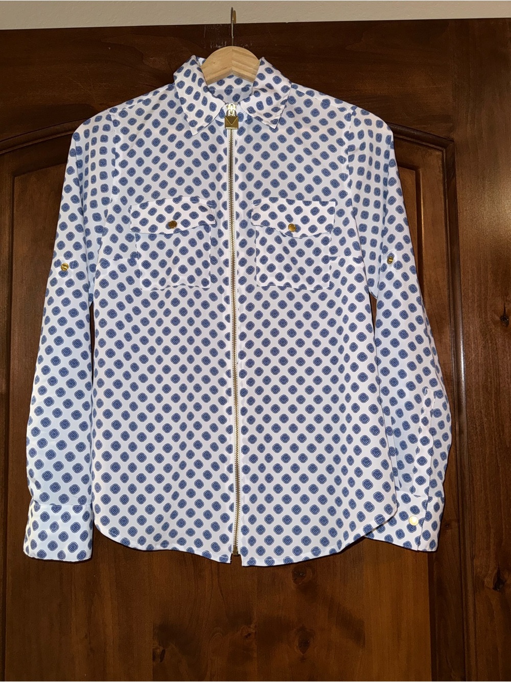 Michael Kors Printed Zip-Up Blouse – Women’s XS
